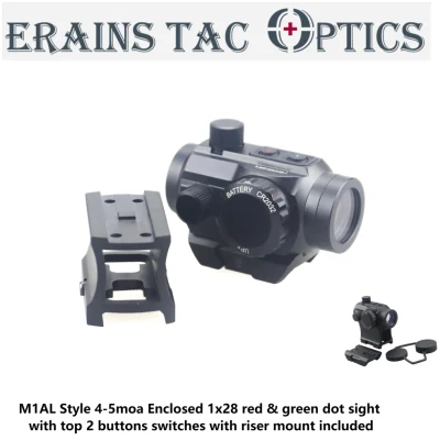 Erains M1al Style 4-5moa Tactical Compact Scope Fechado 1X28 Top Buttons Switches e Riser Mount Incluído Arma Red and Green DOT Sight