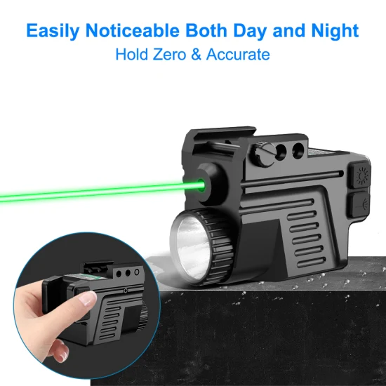 Mira laser de arma compatível com lanterna tática de 450 lm para tamanho completo e mira compacta Red DOT com montagem em trilho